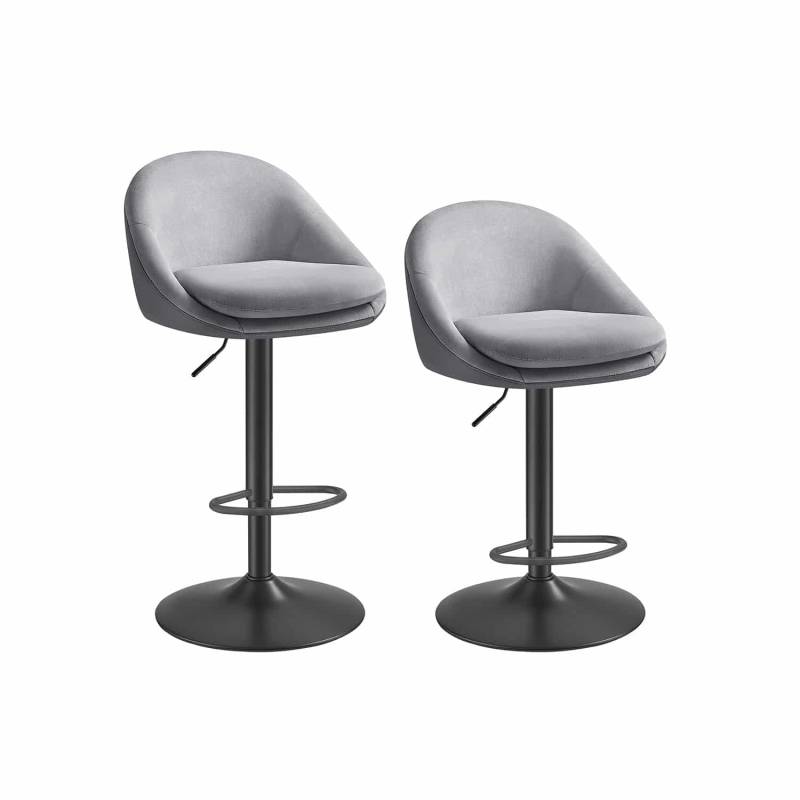 Barhocker 2er Set höhenverstellbar taubengrau-tintenschwarz von Vasagle