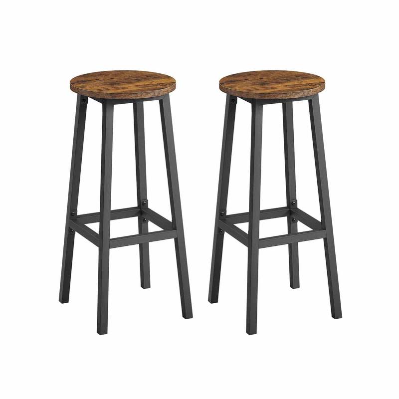 Barhocker 2er Set mit Fußstütze vintagebraun-schwarz von Vasagle