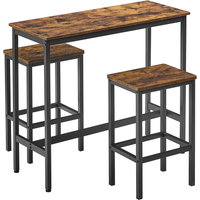 Bartisch + Barhocker, 100x40x90cm/30x40x65cm, Rustikales Braun von Vasagle