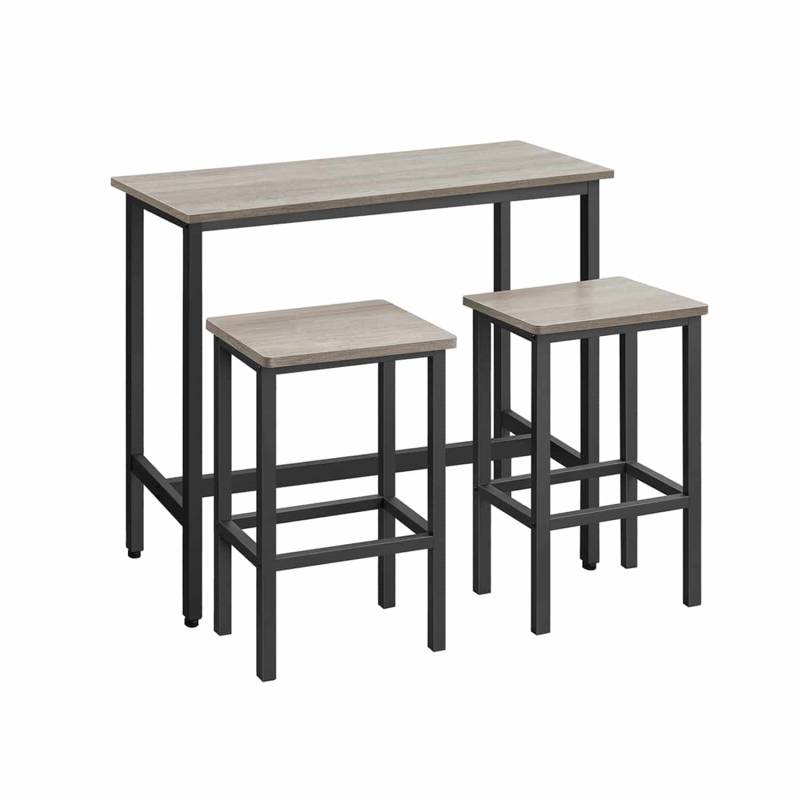 Bartisch mit Barhocker Set greige meliert-tintenschwarz von Vasagle