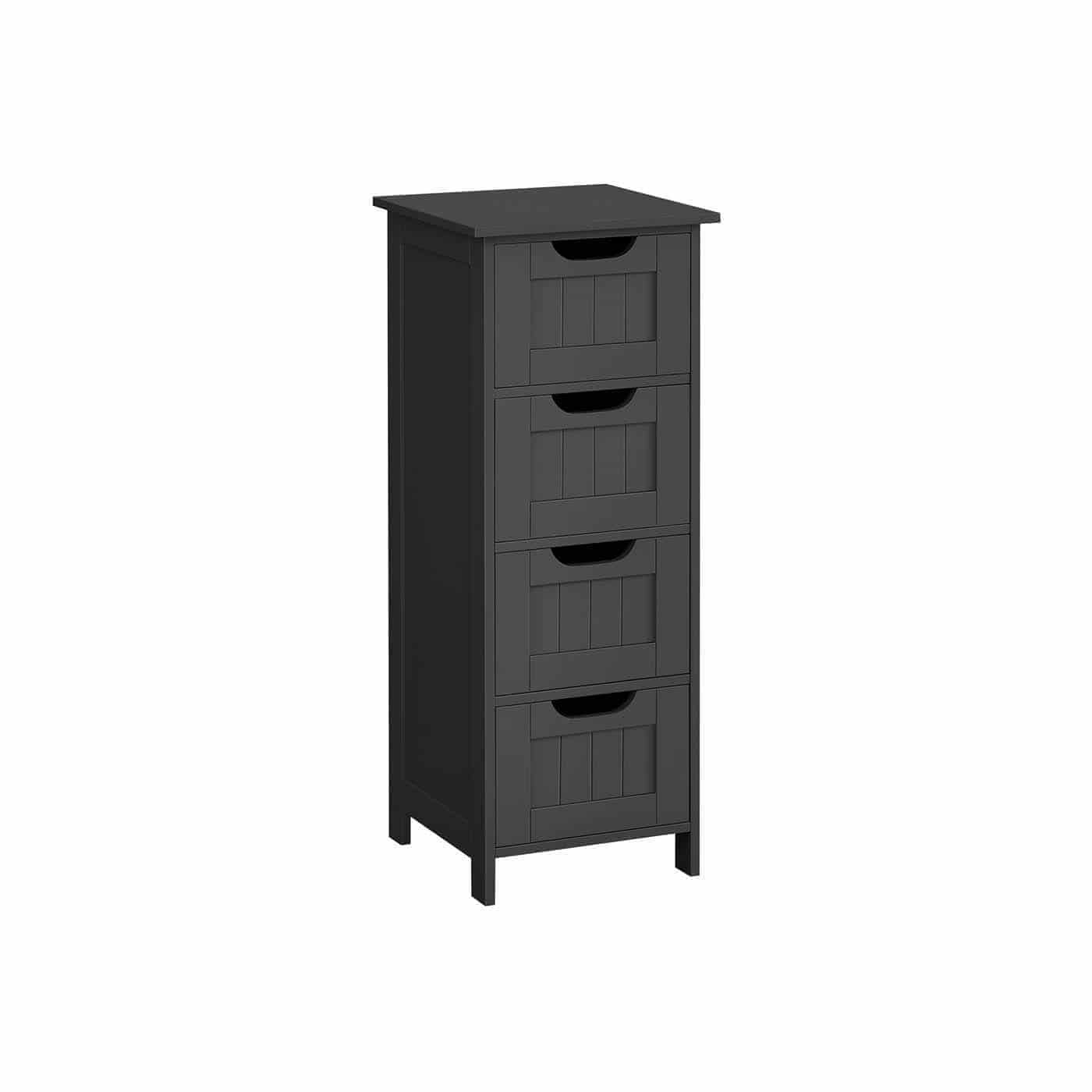 Beistellschrank mit 4 Schubladen 30 x 30 x 82 cm tintenschwarz von Vasagle