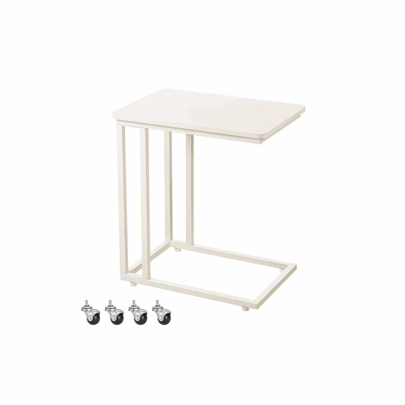 Beistelltisch mit Rollen C-Form cremeweiß von Vasagle