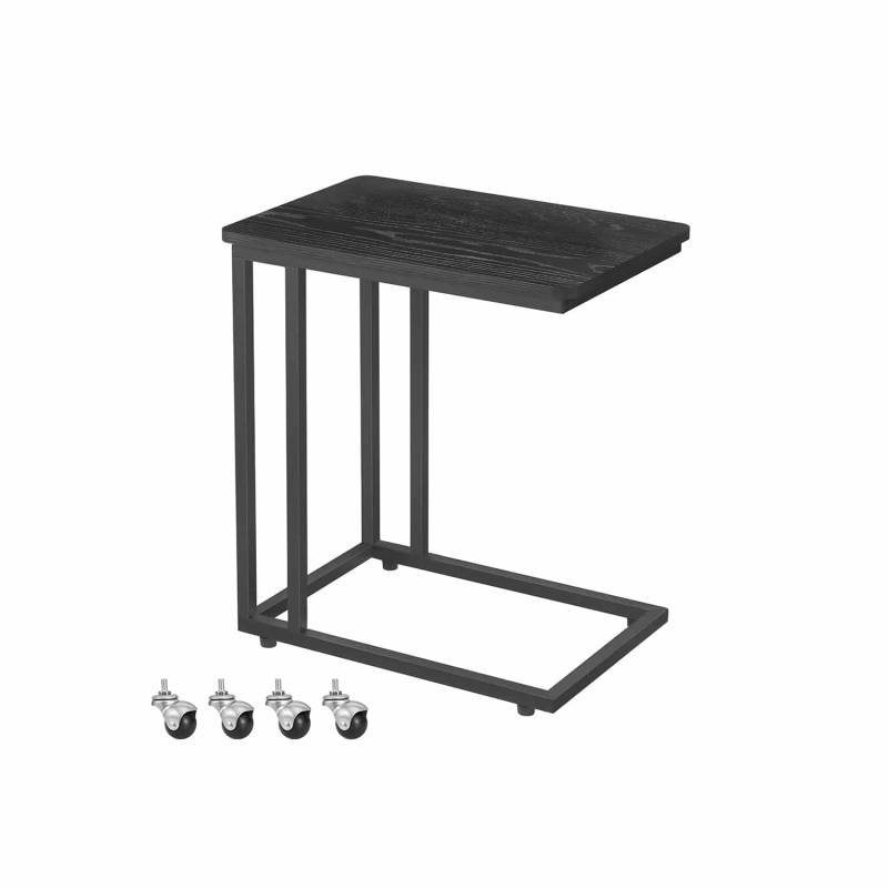 Beistelltisch mit Rollen C-Form ebenholzschwarz von Vasagle