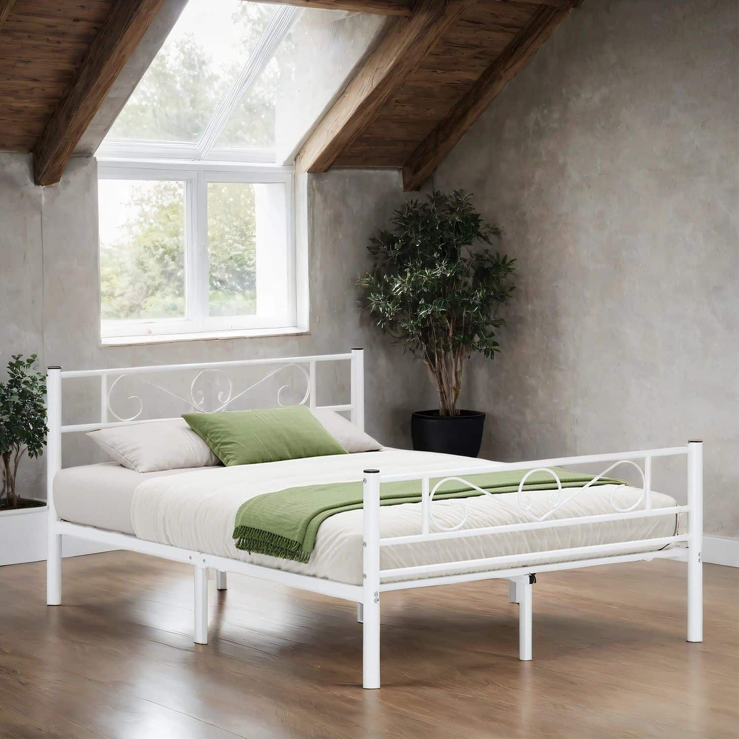 Bett 140 x 190 cm, Gästebett, Doppelbett aus Metall von Vasagle