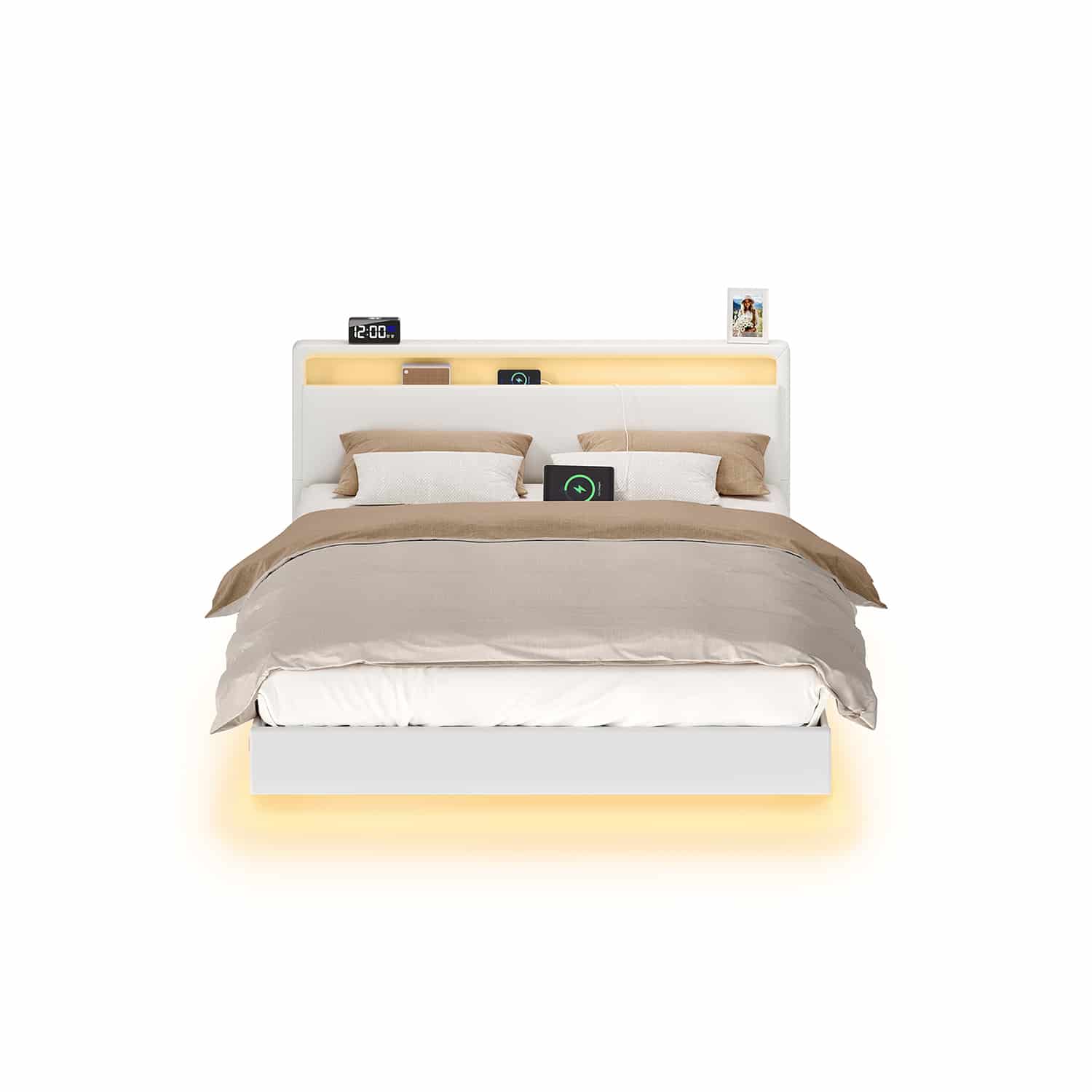 Bettgestell mit LED-Beleuchtung und Ladestation 160 x 200 cm von Vasagle