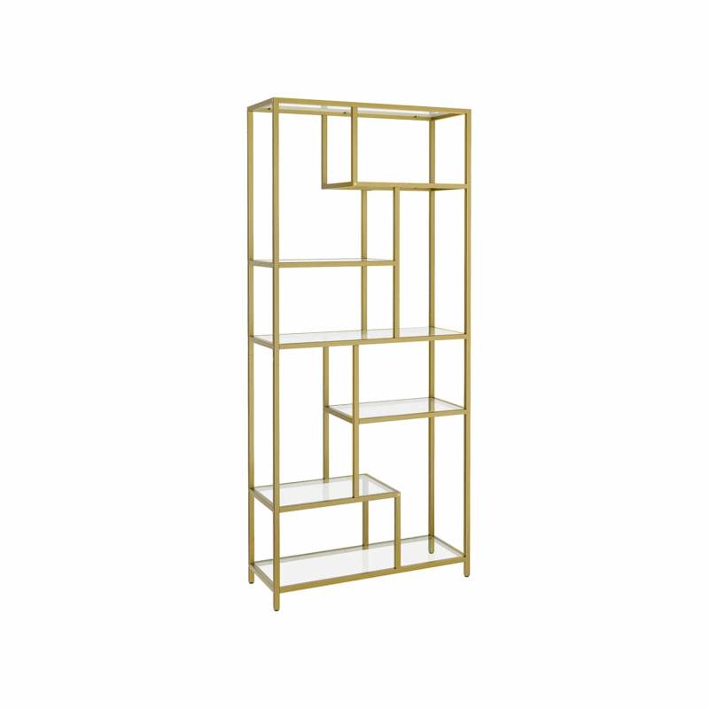 Bücherregal mit 6 Ablagen gold-transparent von Vasagle