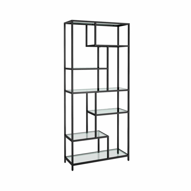 Bücherregal mit 6 Ablagen tintenschwarz - transparent von Vasagle