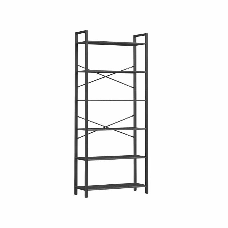 Bücherregal mit 6 Ebenen in Industrie-Design ebenholzschwarz-tintenschwarz von Vasagle