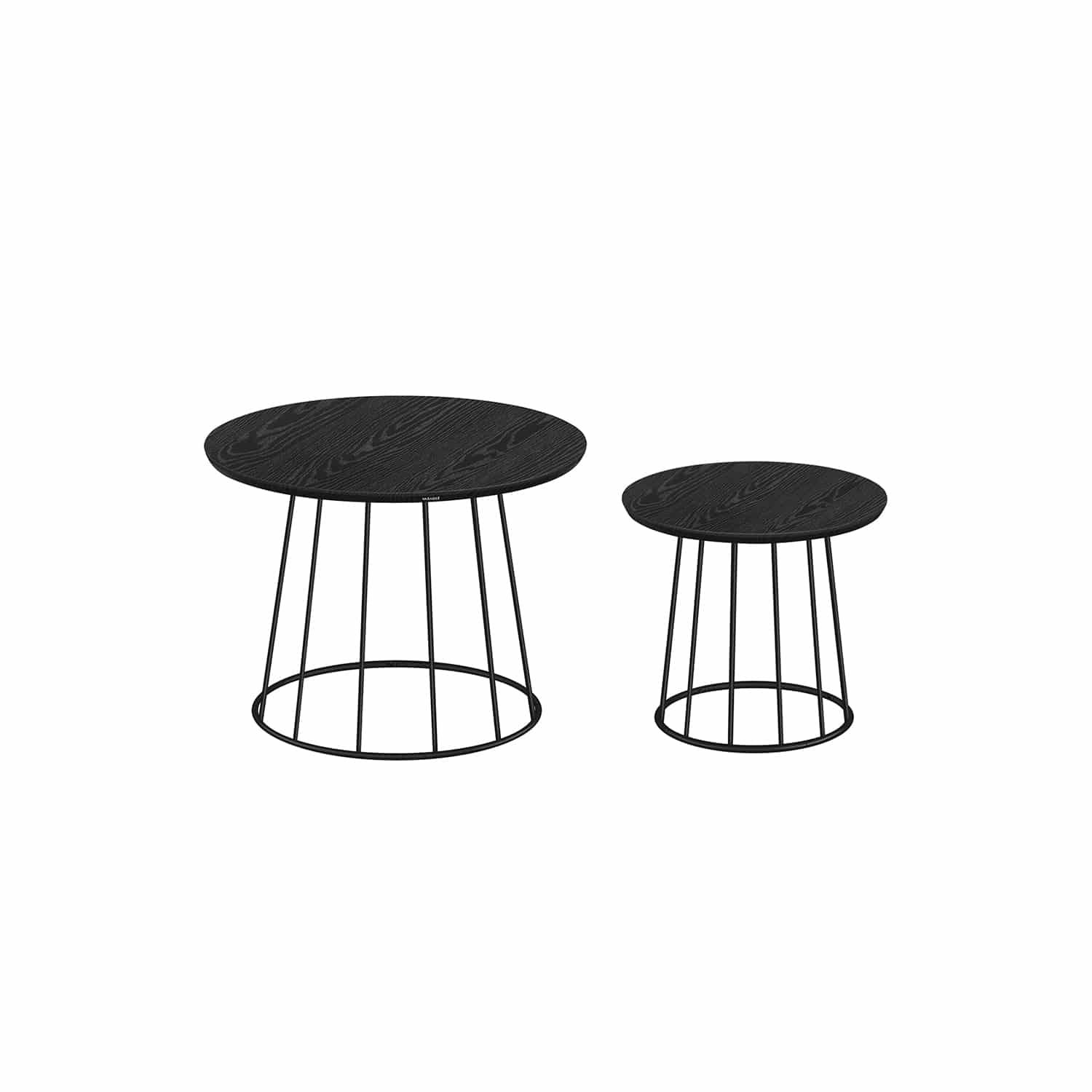 Couchtisch 2er Set mit Stahlgestell ebenholzschwarz von Vasagle