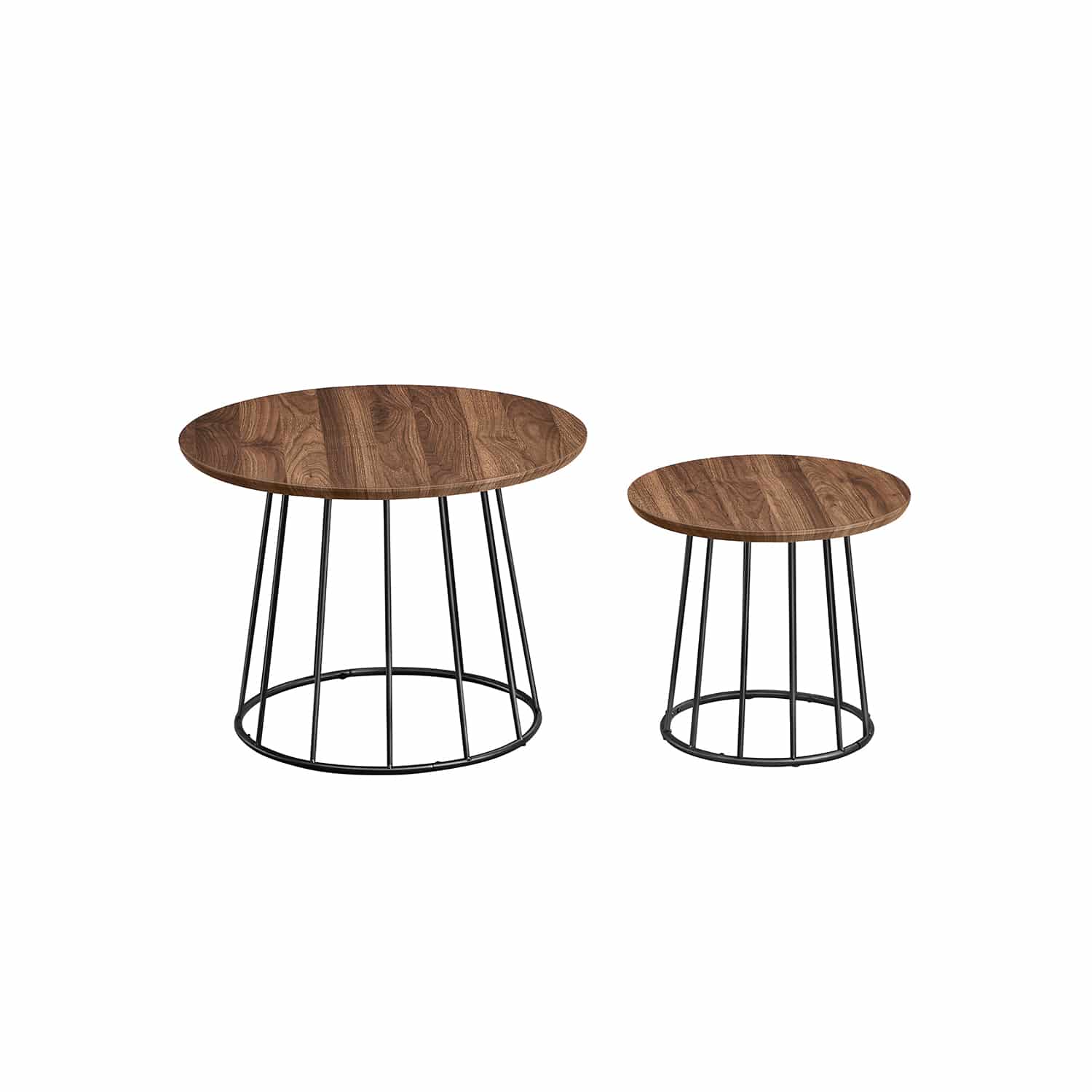 Couchtisch 2er Set mit Stahlgestell naturwalnussfarben von Vasagle