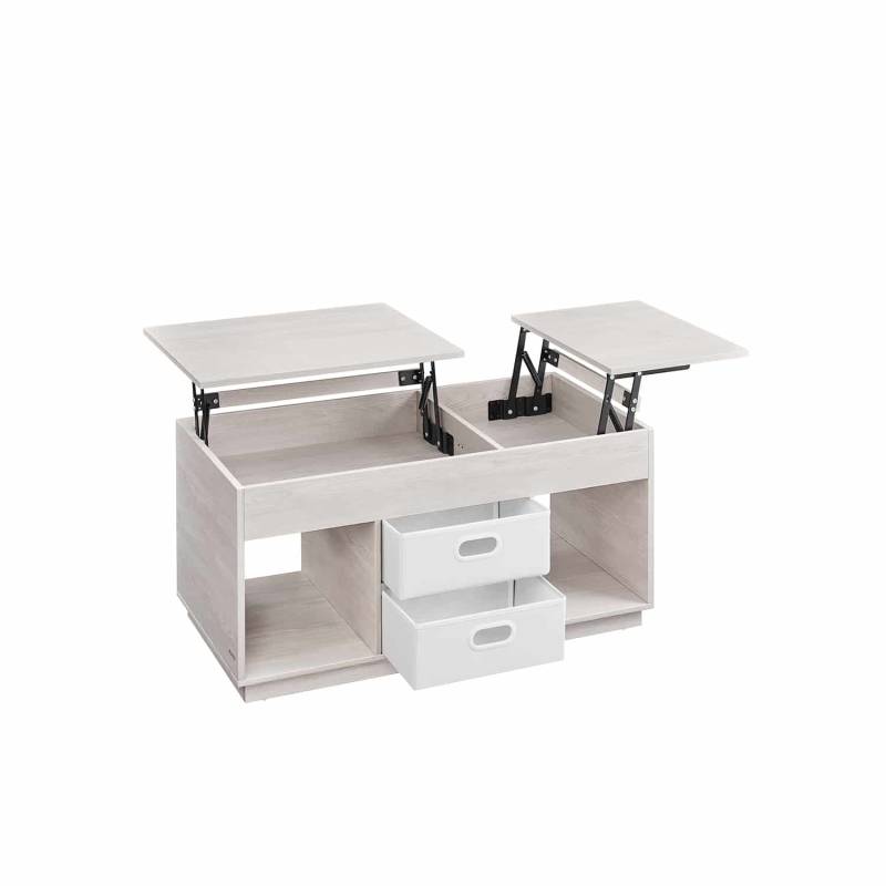 Couchtisch mit 2 Schubladen und Fächern haferflockenbeige von Vasagle