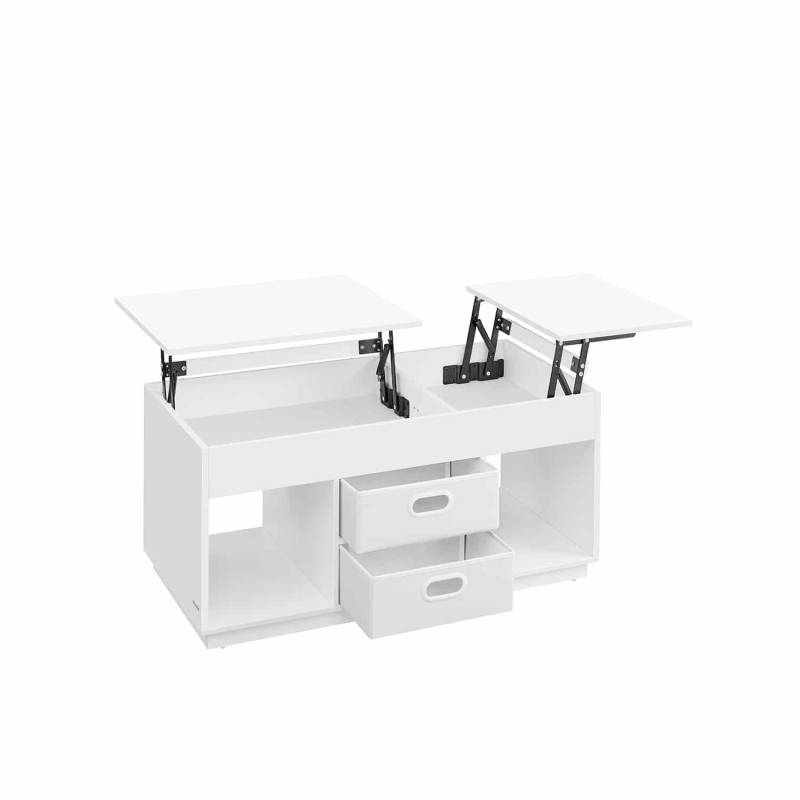 Couchtisch mit 2 Schubladen und Fächern schneeweiß von Vasagle
