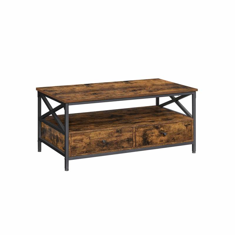 Couchtisch mit Schubladen Vintagebraun-Schwarz von Vasagle