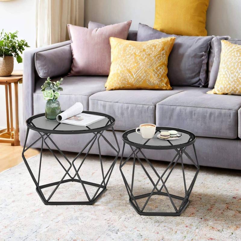 Couchtisch rund, 2er Set, Wohnzimmertisch von Vasagle