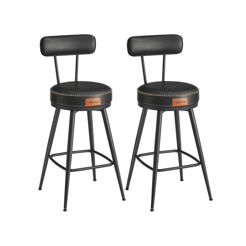 EKHO Kollektion - Barhocker 2er Set aus Kunstleder tintenschwarz von Vasagle