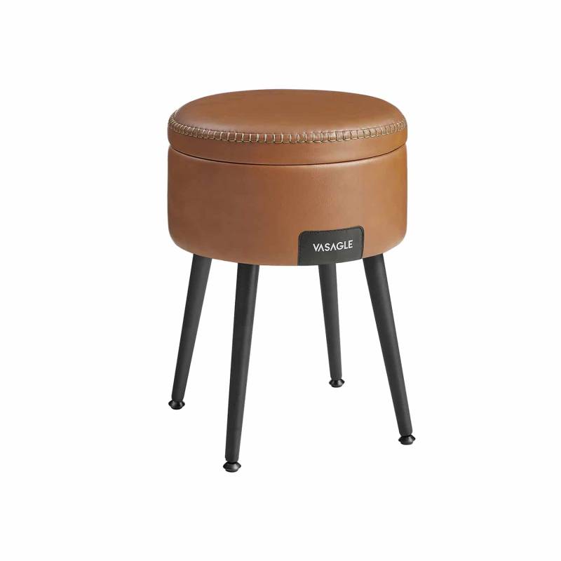 EKHO Kollektion - Sitzbank mit Stauraum Mid-Century-Stil rund karamellbraun von Vasagle