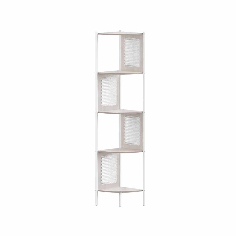 Eckregal mit 5 Ebenen und Rattan-Seitenplatten haferflockenbeige von Vasagle