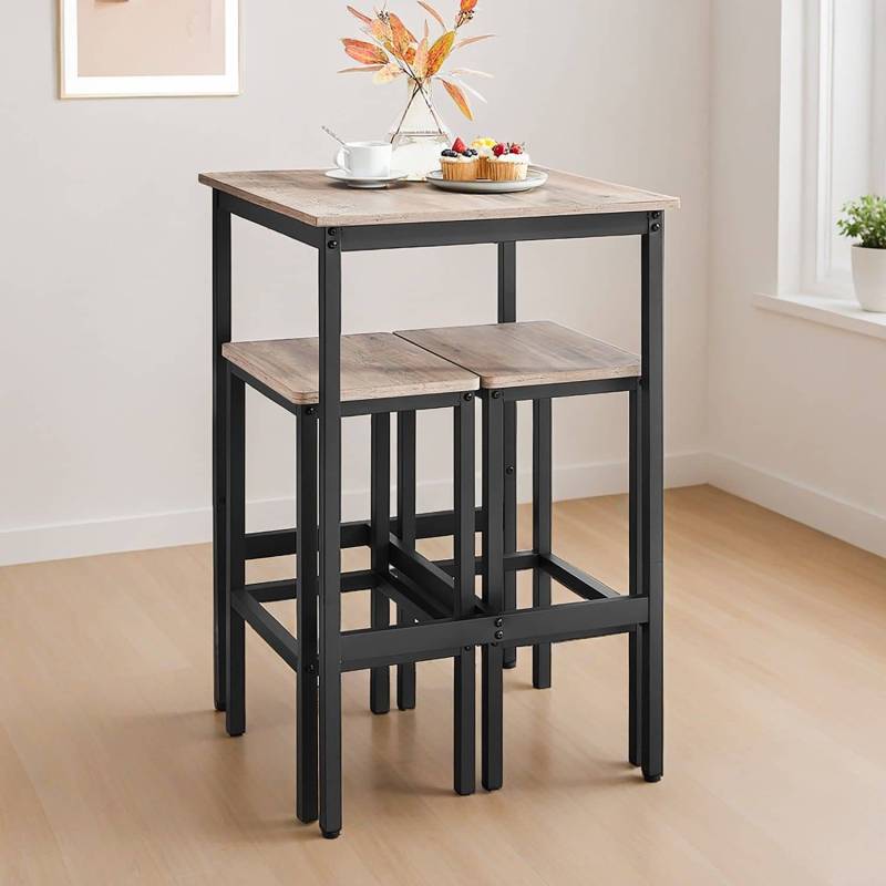 Esstisch mit 2 Stühlen, Bartisch mit Barhocker, für Esszimmer von Vasagle