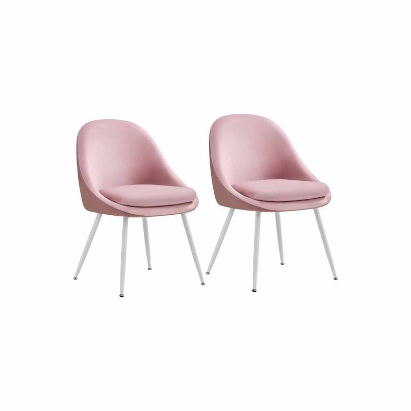 Esszimmerstuhl 2er Set mit Kissen pastellrosa-wolkenweiß von Vasagle