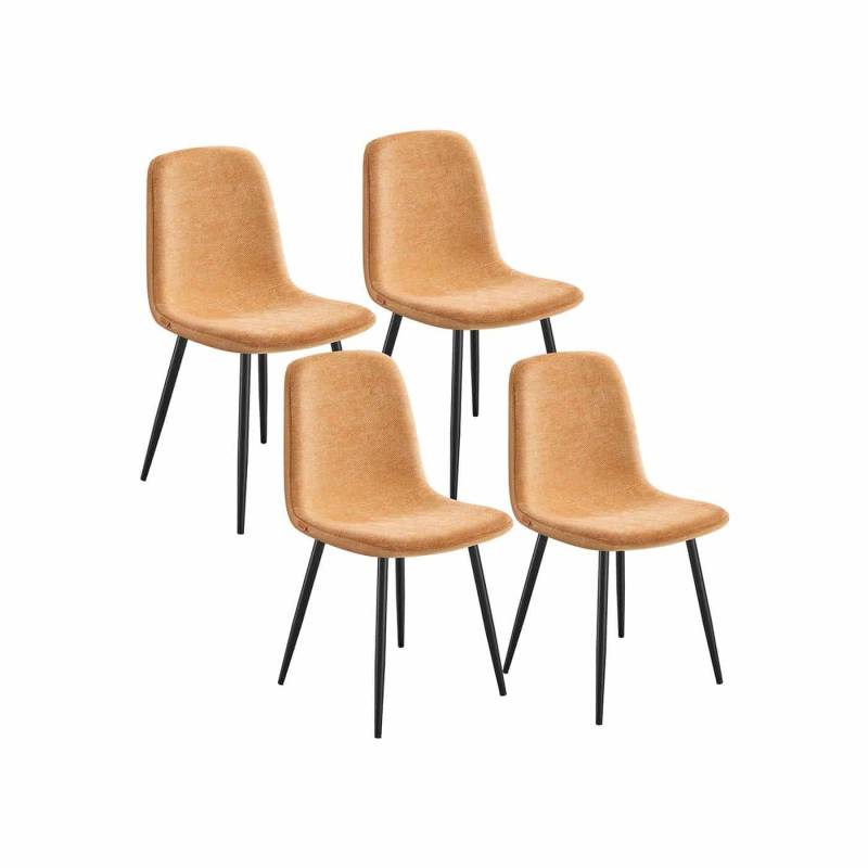 Esszimmerstuhl 4er Set aus Chenille-Gewebe karamellbraun von Vasagle