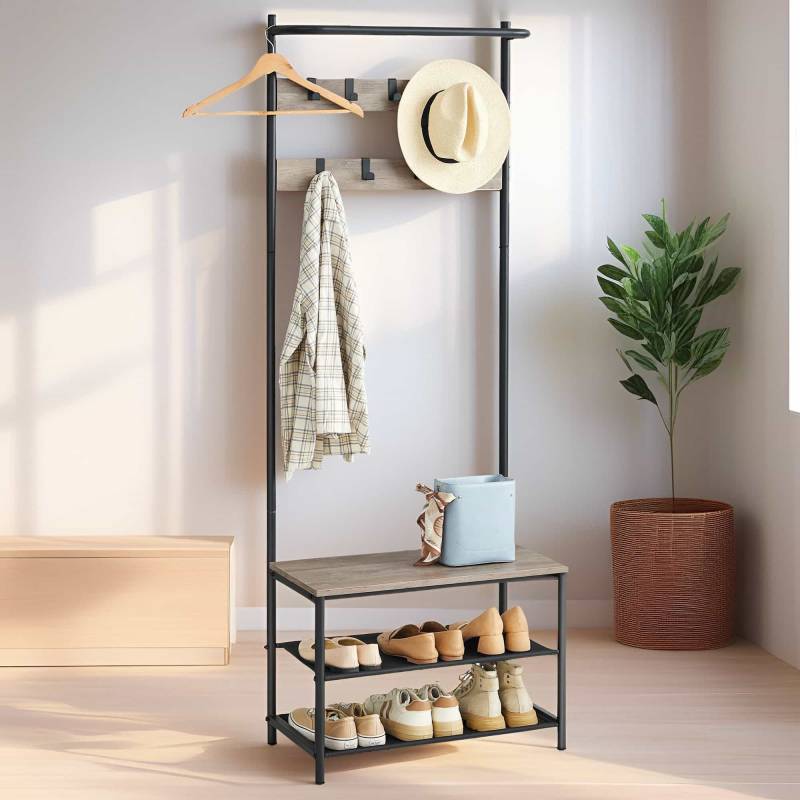 Garderobenständer, Garderobe mit Schuhbank, Kleiderständer von Vasagle