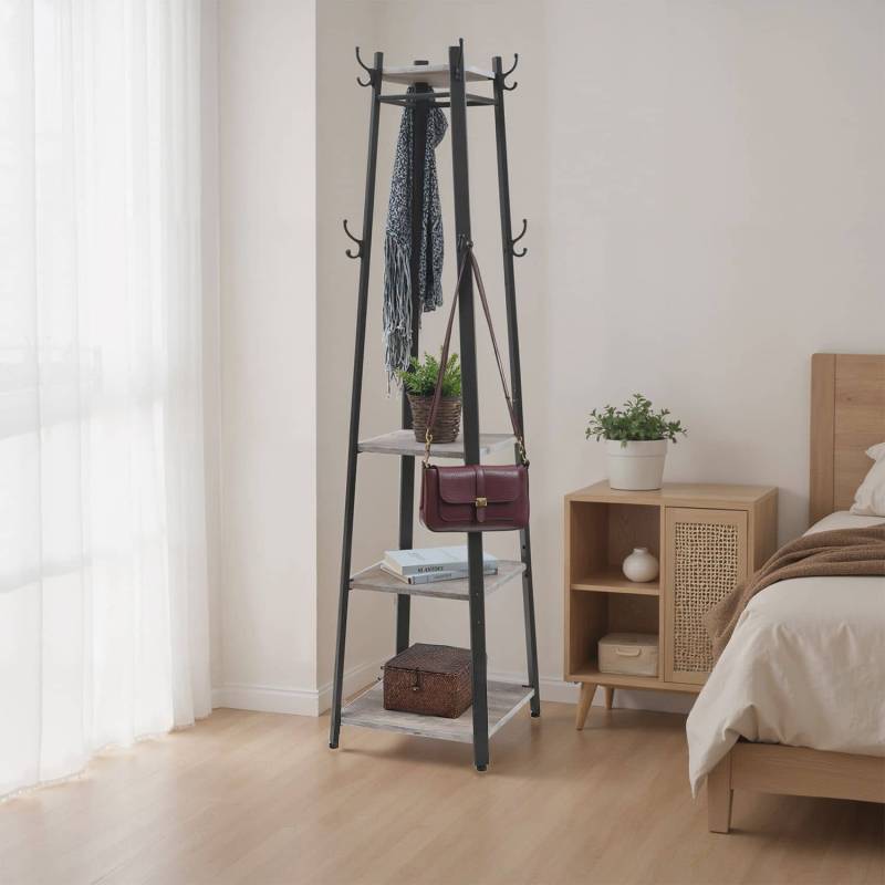 Garderobenständer, Kleiderständer, Garderobe mit 4 Ablagen von Vasagle