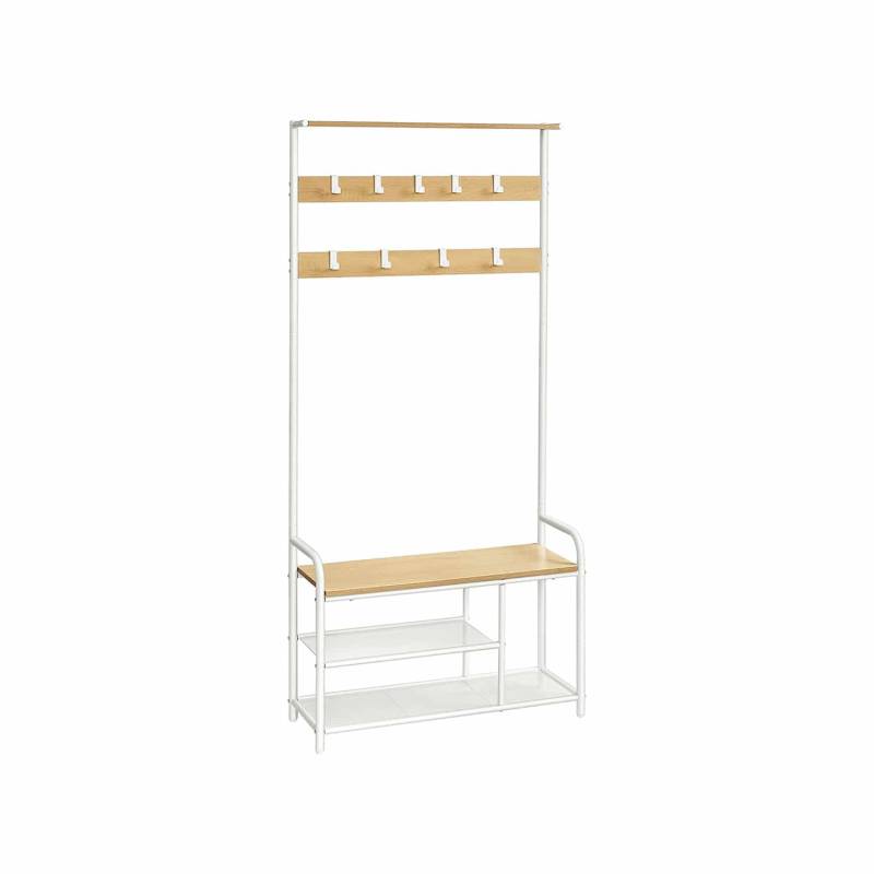 Garderobenständer mit 9 Haken 30 x 85 x 180,5 cm eichenfarben-weiß von Vasagle