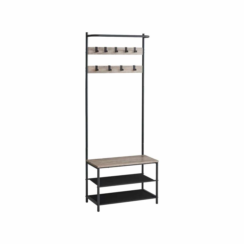 Garderobenständer mit 9 Haken 32,2 x 64 x 180 vintagebraun-schwarz von Vasagle