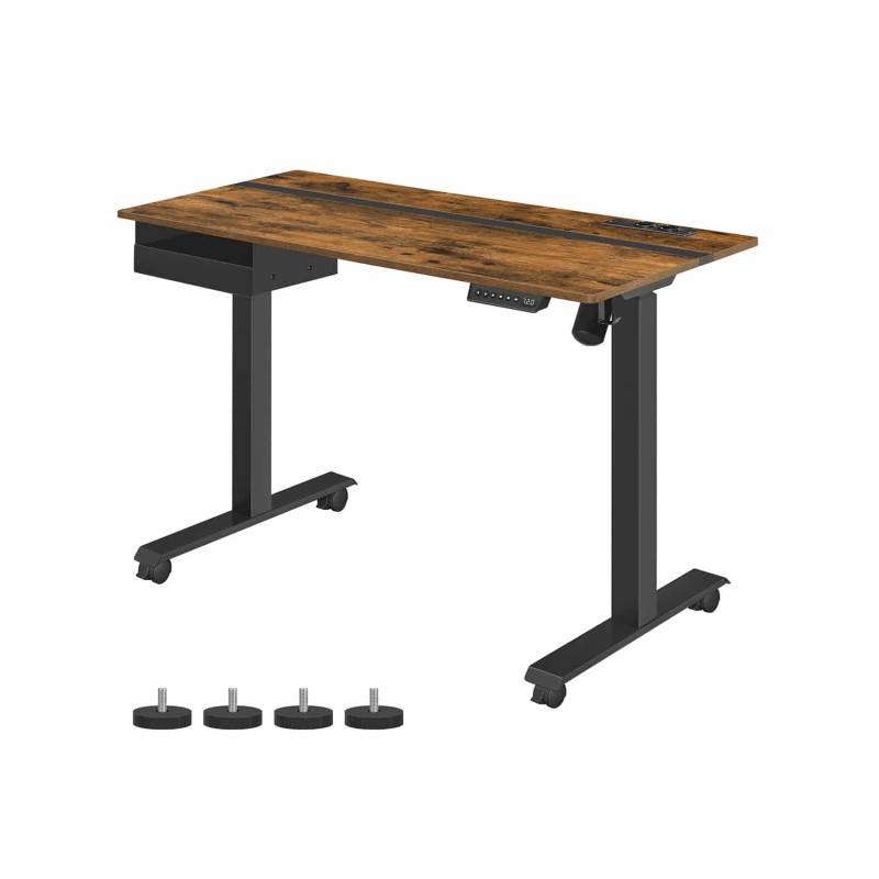 Höhenverstellbarer Schreibtisch 60 x 120 cm vintagebraun-schwarz von Vasagle