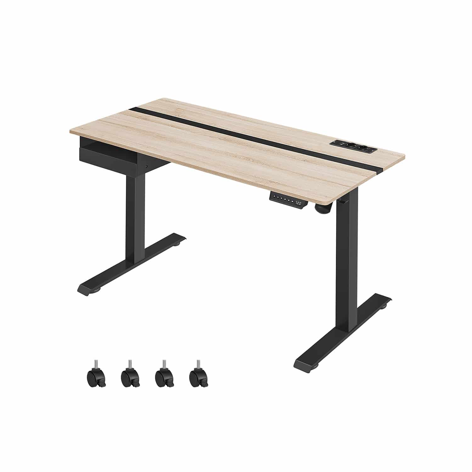 Höhenverstellbarer Schreibtisch 60 x 140 cm greige-schwarz von Vasagle