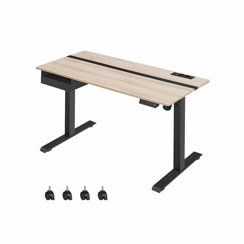Höhenverstellbarer Schreibtisch 60 x 140 cm greige-schwarz von Vasagle