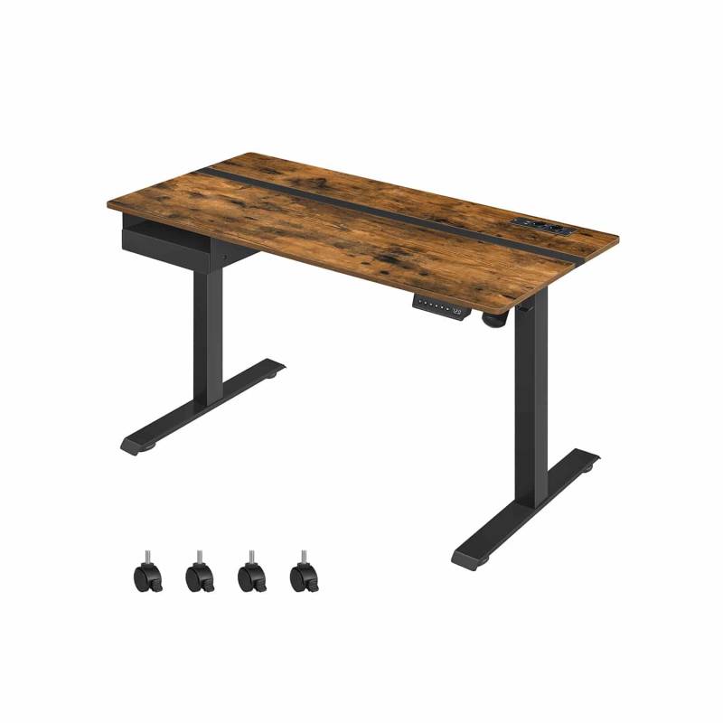 Höhenverstellbarer Schreibtisch 60 x 140 cm vintagebraun-schwarz von Vasagle