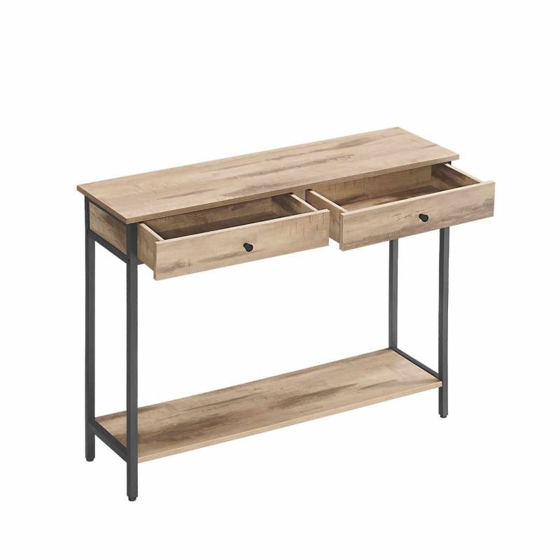 Konsolentisch mit 2 Schubladen kamelbraun-tintenschwarz von Vasagle
