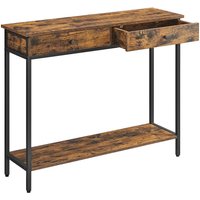 Konsolentisch mit 2 Schubladen und Stahlgestell vintagebraun-schwarz von Vasagle