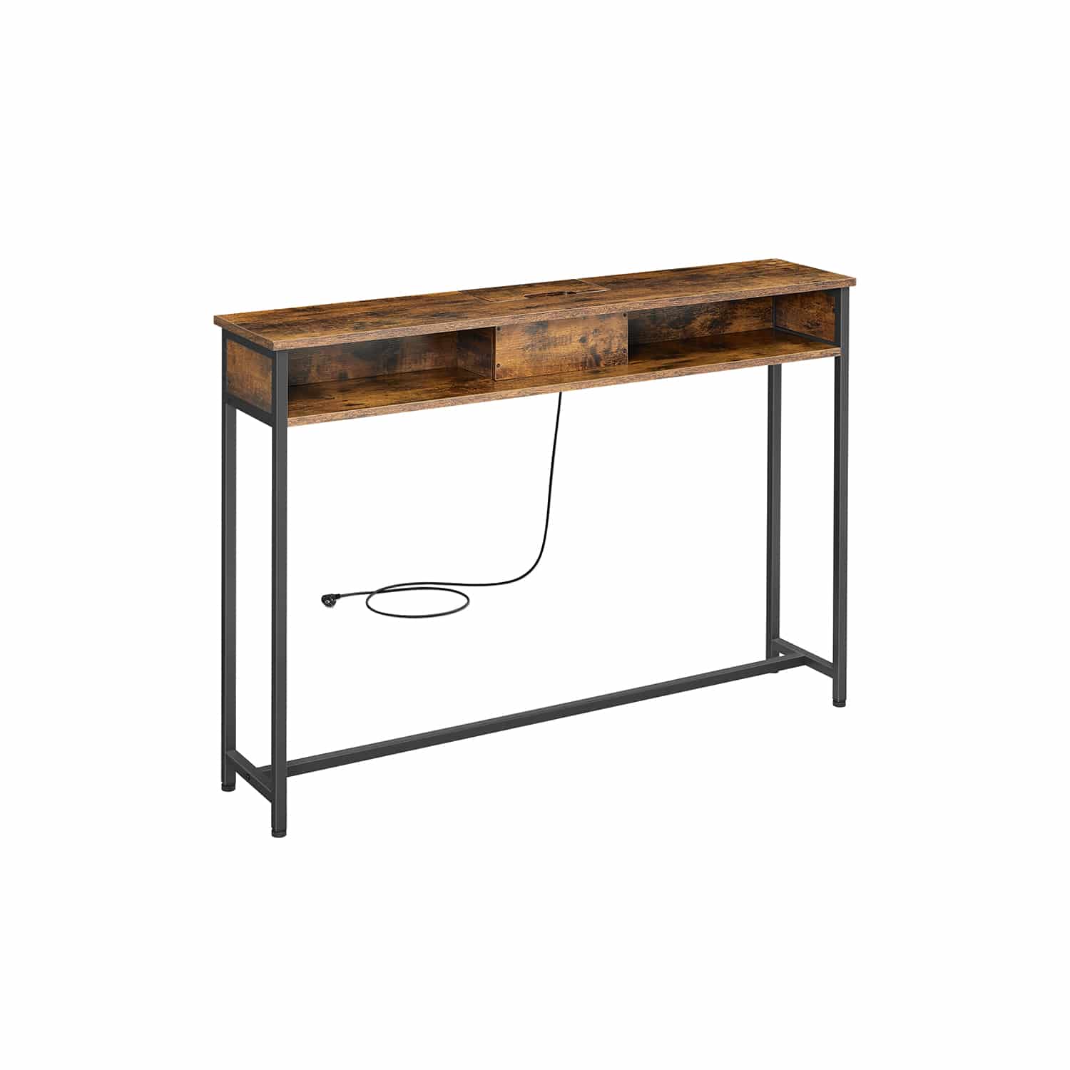 Konsolentisch mit Steckdosen platzsparend vintagebraun-tintenschwarz Konsolentisch mit Steckdosen platzsparend vintagebraun-tintenschwarz von Vasagle