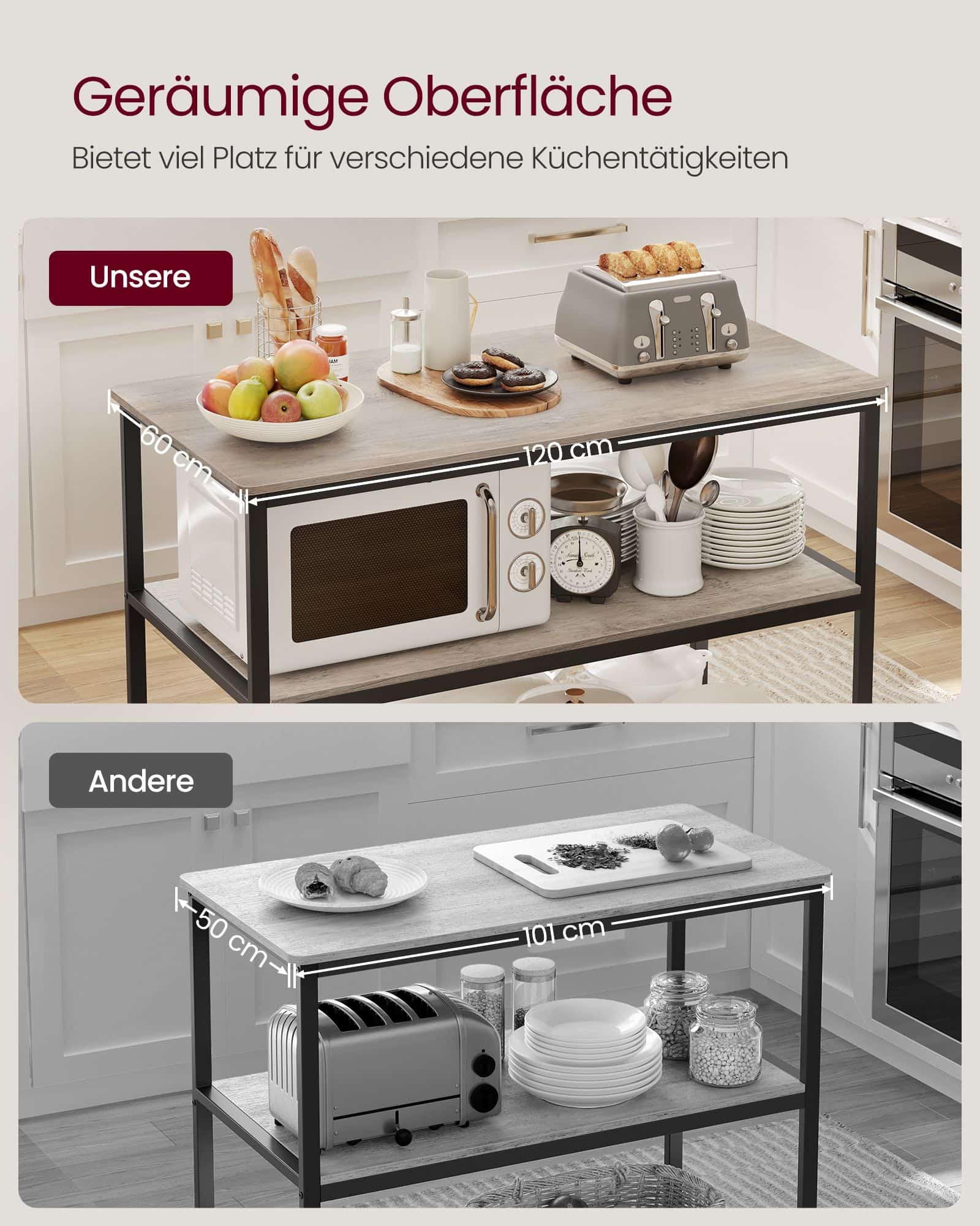 Küchenregal 3-stufig 60 x 120 x 90 cm industriell Küchenregal 3-stufig 60 x 120 x 90 cm industriell von Vasagle