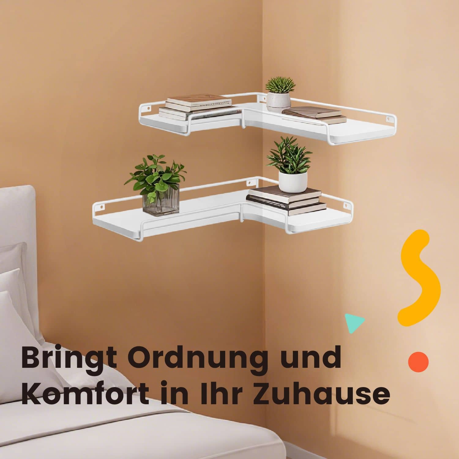 L-förmiges Eckregal, 2er Set, Wandregal von Vasagle