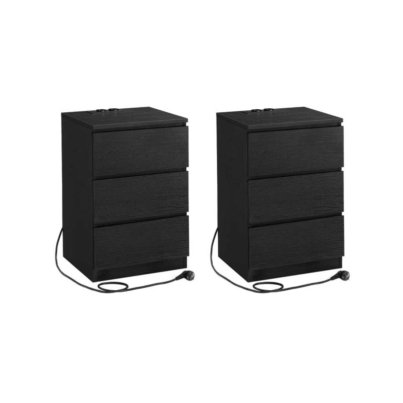 Nachttisch 2er Set 2 USB-Anschlüsse modern ebenholzschwarz von Vasagle