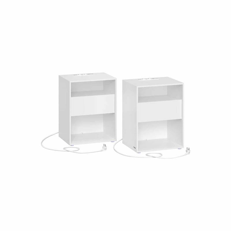 Nachttisch 2er Set mit Ladefunktion und Schublade mattweiß von Vasagle