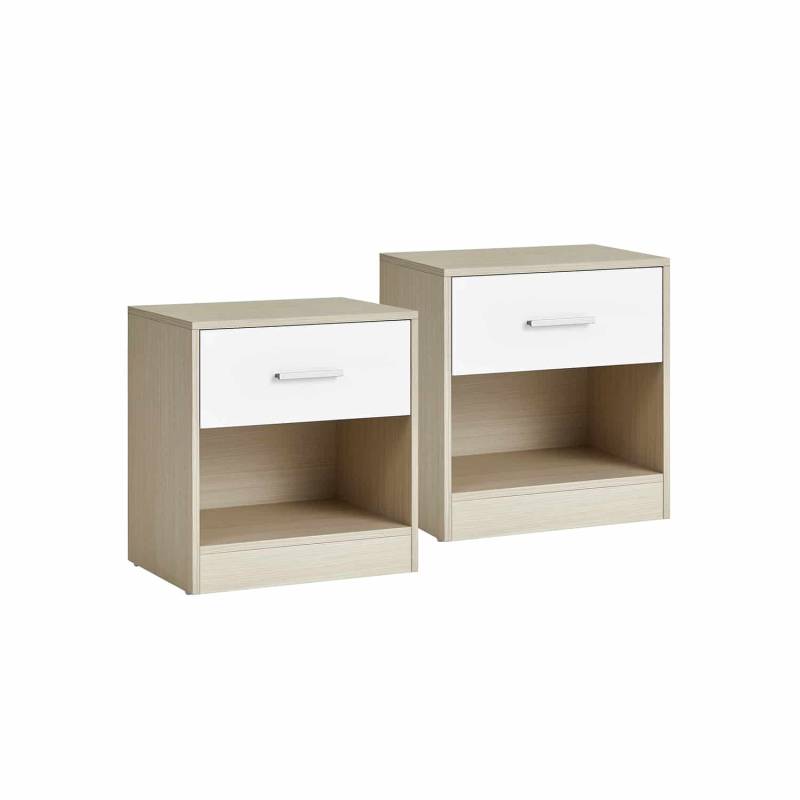 Nachttisch 2er Set naturbeige-naturbeige-klassikweiß von Vasagle