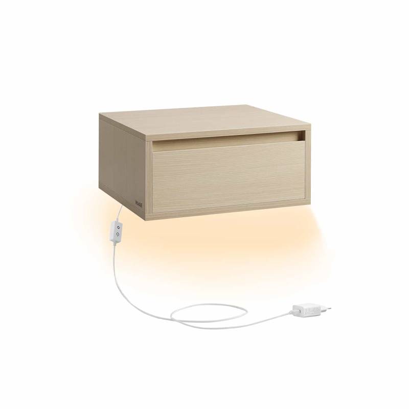 Nachttisch hängend mit Leuchten in 3 Farben naturbeige von Vasagle