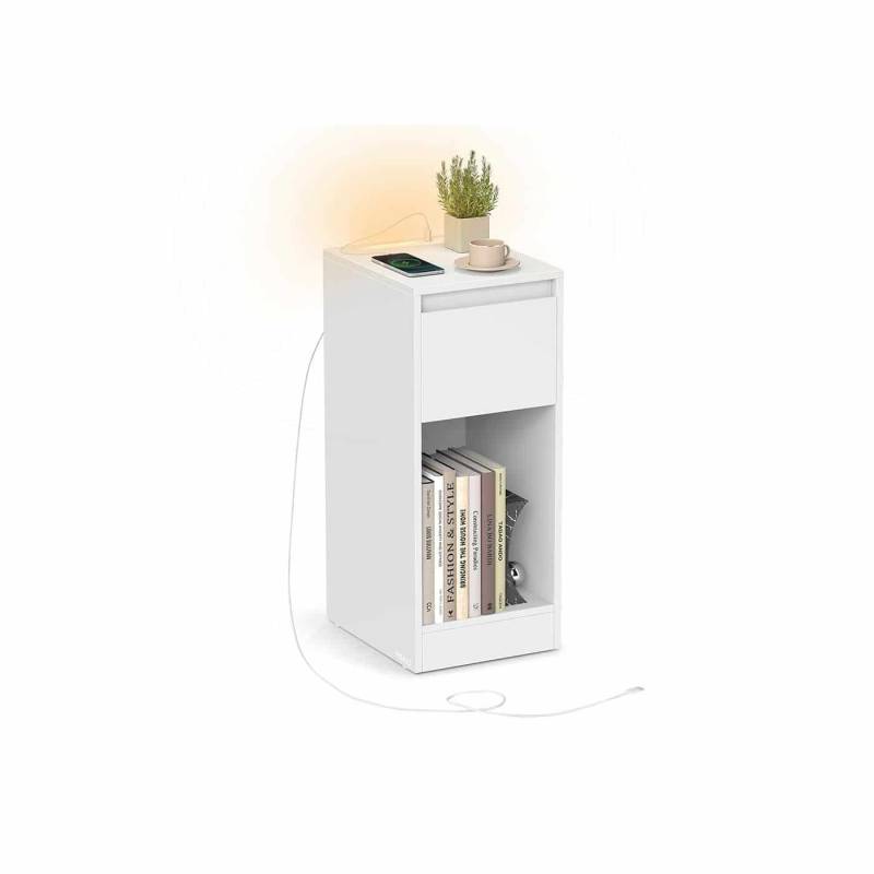 Nachttisch mit LED Beleuchtung USB Anschlüssen und Schublade von Vasagle