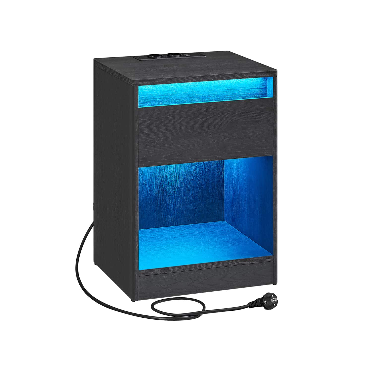 Nachttisch mit LED-Beleuchtung modern aschschwarz Nachttisch mit LED-Beleuchtung modern aschschwarz von Vasagle