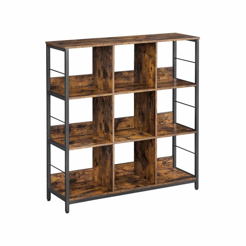 Regal mit 3 Ebenen für Wohnzimmer vintagebraun-schwarz von Vasagle