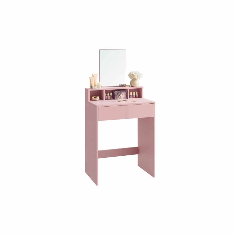 Schminktisch mit Spiegel und 2 Schubladen pastellrosa von Vasagle