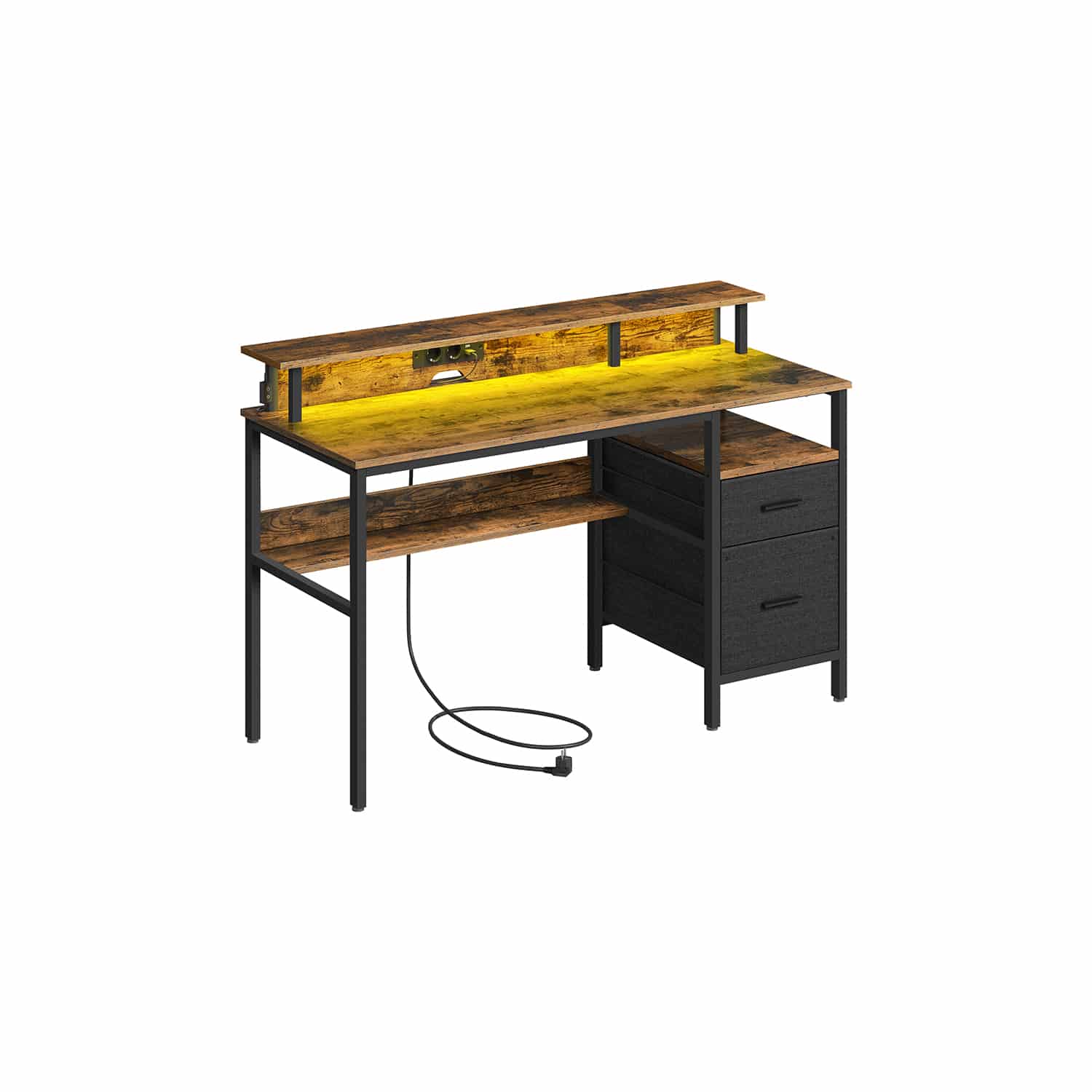 Schreibtisch mit Schubladen und Monitorständer vintagebraun Schreibtisch mit Schubladen und Monitorständer vintagebraun von Vasagle