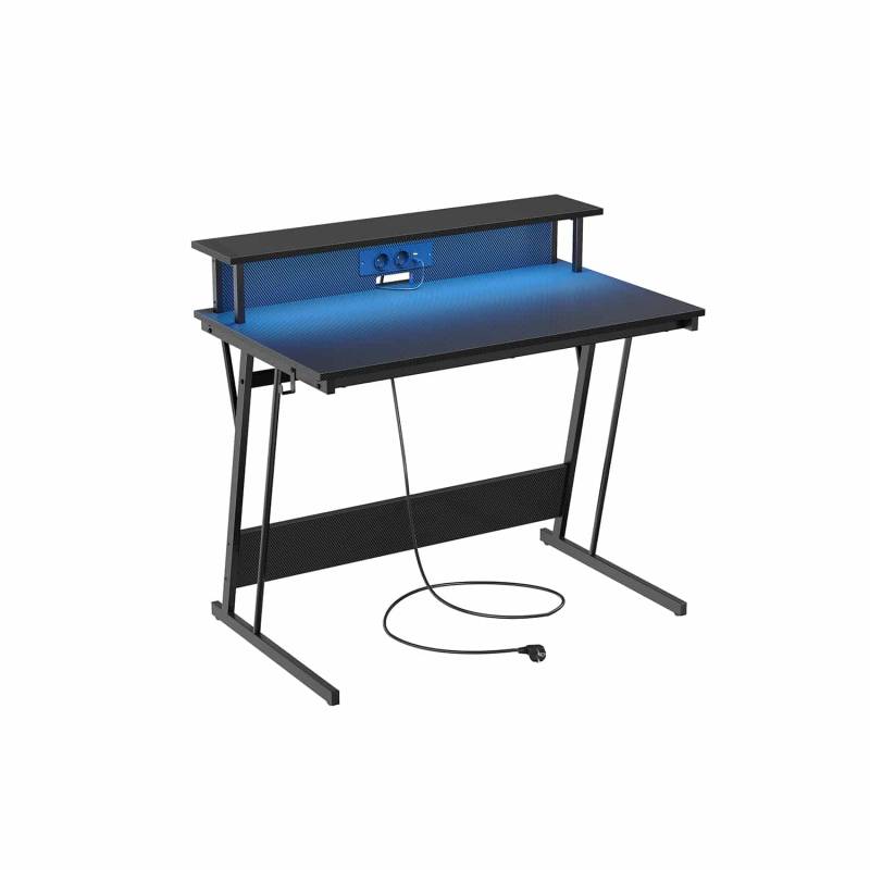 Schreibtisch mit Steckdosenleiste 60 x 100 x 76 cm rußschwarz von Vasagle