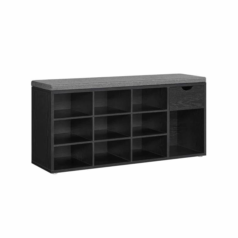 Schuhbank mit Schublade 30 x 104 x 48 cm ebenholzschwarz-schiefergrau von Vasagle