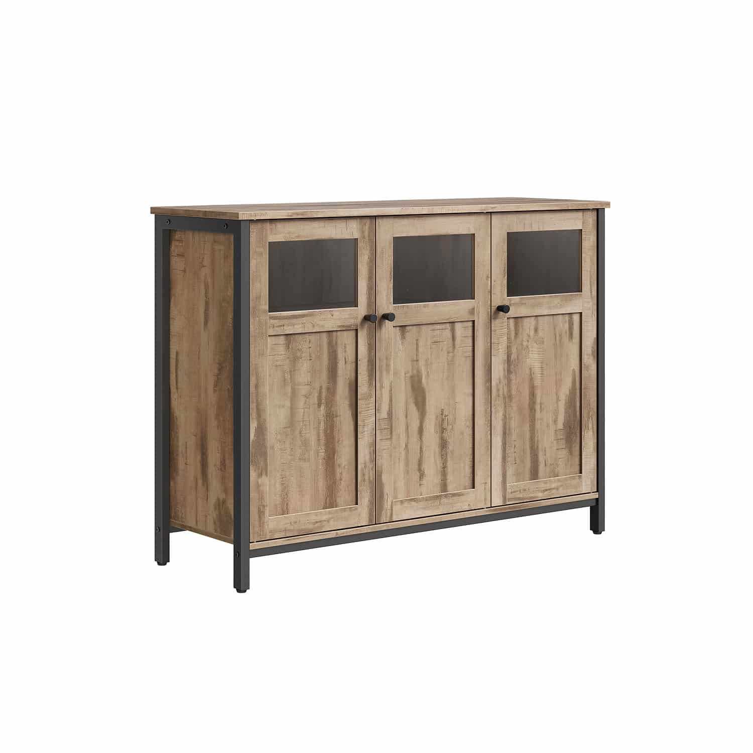 Sideboard mit Glastüren kamelbraun-tintenschwarz von Vasagle