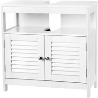 VASAGLE Badschrank mit Lamellentüren 2 Fächer weiß 60 x 60 x 30 cm von Vasagle